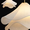 Elegant White Pleated Wavy Pendant Lights with Soft Fabric Shade and Warm Glow