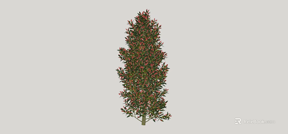 Tall Arbor with Green Leaves and Pink Flowers in Lush Foliage 3d model 