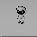 3D Shiny Silver Robot Character With Headphones And Big Eyes On Reflective Surface