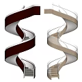 Modern Spiral Staircase Designs With Dark Brown And Light Beige Structures And Glass Railings