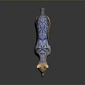 Realistic 3D Wild Jackal Figure with Gray Blue Brown Fur Standing on Dark Surface