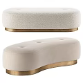 Modern Luxury Curved Upholstered Bench With Gold Metal Base For Stylish Home Interior Decor