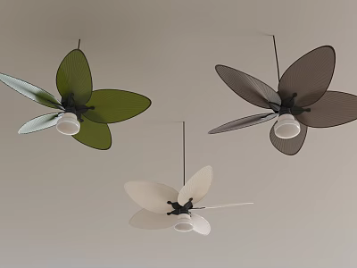 Modern Butterfly Shaped Ceiling Fans in Green Brown and Beige Colors 3d model