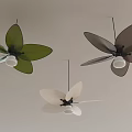 Modern Butterfly Shaped Ceiling Fans in Green Brown and Beige Colors