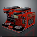 Red Electronic Coffee Maker With Modern Design Display Screen And Cup Trays 3d model