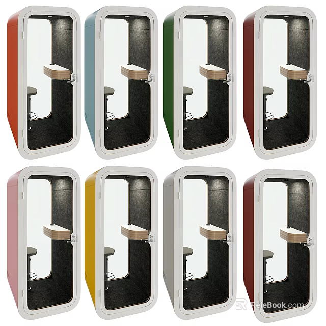 Colorful Soundproof Work Pods With Desk And Seat In Various Hues 3d model 