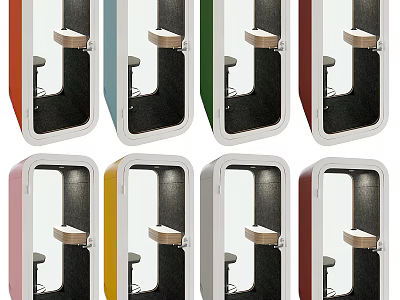 Colorful Soundproof Work Pods With Desk And Seat In Various Hues 3d model