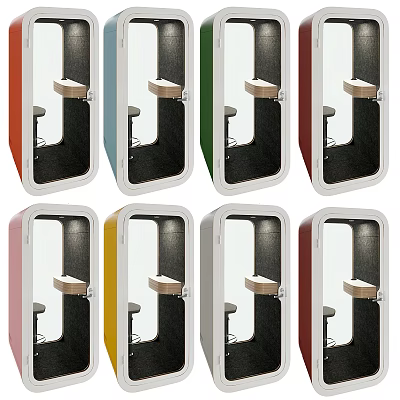 Colorful Soundproof Work Pods With Desk And Seat In Various Hues 3d model Colorful Soundproof Work Pods With Desk And Seat In Various Hues 3d model