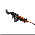 Modern Tactical Rifle with Black Orange Hexagonal Camo Pattern and Scope for Precision Shooting 3d model