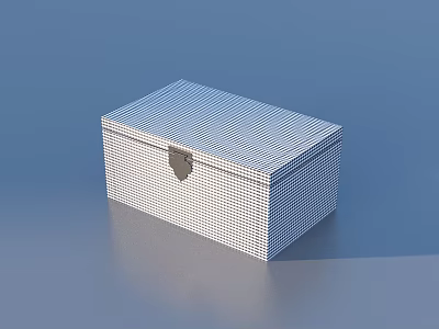 Stylish Storage Box With Striped And Checkered Pattern And Metal Clasp For Home Organizing 3d model