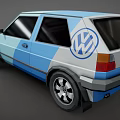 Two Tone White And Blue Hatchback Car With Black Alloy Wheels And Modern Design