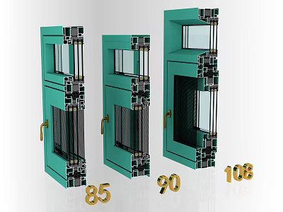 Green Doors With Black And Gold Accents Showing Sizes 85 90 108 3d model