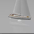White Model Sailboat With Single Mast And Wooden Deck Water Vehicle Design