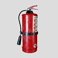 Red Fire Extinguisher As Essential Fire Safety Equipment With Black Hose And Instruction Labels