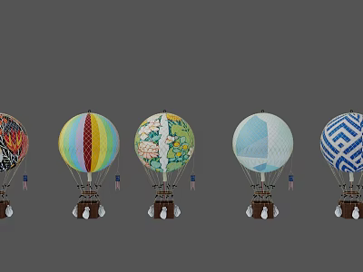 Inflatable Hot Air Balloons With Various Colorful Patterns And Decorative Designs 3d model