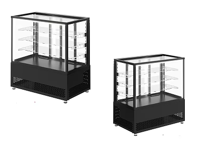 Black Display Cabinets with Glass Doors and Multiple Shelves for Retail Product 3d model