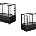 Black Display Cabinets with Glass Doors and Multiple Shelves for Retail Product