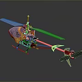 Yellow Model Helicopter With Main Rotor Tail Rotor And Landing Skids