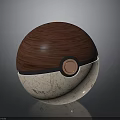 Wooden Top Stone Bottom Sphere With Black Ring And Copper Button