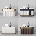 Modern Reception Desk Designs With Marble Top And Wooden Panel Elements 3d model