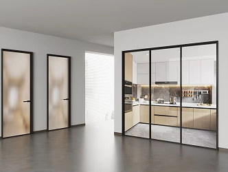 Modern sliding door bathroom door kitchen door 3d model