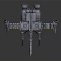 Cosmic Spaceship Design Featuring Detailed Mechanical Structure And Multiple Yellow Thrusters 3d model