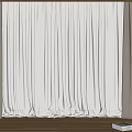 Gray And White Double Layer Curtains With Sheer Panels In Modern Wooden Room