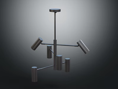 Modern Minimalist Furniture Chandelier Featuring Metal Arms And Cylindrical Shades 3d model