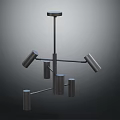Modern Minimalist Furniture Chandelier Featuring Metal Arms And Cylindrical Shades