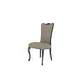 Classic Single Chair With Beige Fabric Upholstery Decorative Backrest And Black Curved Legs