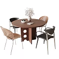 Middle style dining table and chair combination 3d model