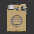 Beige Portable Speaker with Vintage Metal Knobs and Grille Design for Retro Style