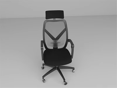 Ergonomic Black Office Chair With Mesh Back Headrest Armrests And Wheels 3d model