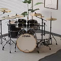 TAMA Full Drum Set With Cymbals And Indoor Setup On Carpet For Musical Instrument