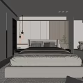 Modern Bedroom Interior With Platform Bed Pendant Lights Accent Lighting And Neutral Tones