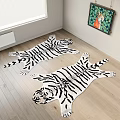 White Tiger Shaped Rugs On Living Room Floor