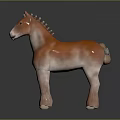 Realistic Orange And White Horse Model With Detailed Features On Grey Background