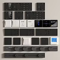 Modern Electrical Switches Sockets With Digital Control Panels And Display Screens 3d model