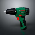 Bosch Green And Black Cordless Drill With Ergonomic Handle And Red Button 3d model