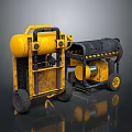 Yellow And Black Industrial Equipment With Wheels Including Compressor And Generator