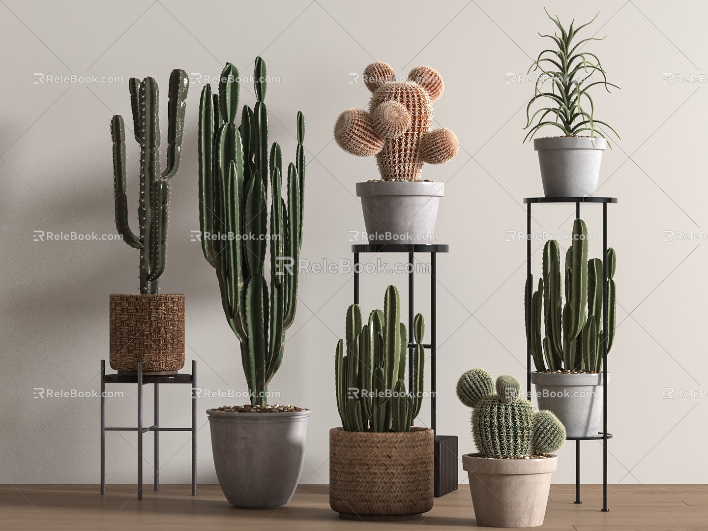 cactus plant potted plant green plant woven basket model