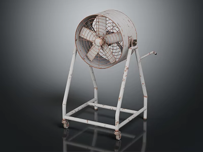 Industrial Style Electronic Appliance Floor Fan With Metal Stand And Wheels 3d model