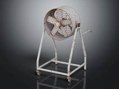 Industrial Style Electronic Appliance Floor Fan With Metal Stand And Wheels 3d model