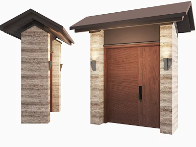 Modern villa eaves door head entrance door 3d model