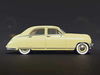 Vintage Yellow Classic Car With Sleek Body And Retro Design Features 3d model