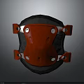 Red And Black Protective Knee Pad With White Fasteners And Adjustable Straps 3d model