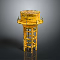 Yellow Coal Mine Water Tower Model With Metal Structure And Chinese Characters