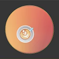 Colorful Latte Coffee With Heart Shaped Art On Saucer And Gradient Platform