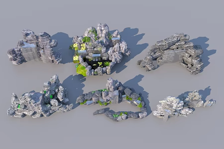modern stone rockery stone 3d model