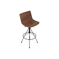 Wooden Curved Seat Bar Stool With Black Metal Adjustable Base And Footrest